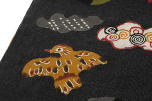 国画会会員 柚木沙弥郎作　型絵染 紬九寸名古屋帯のサブ3画像