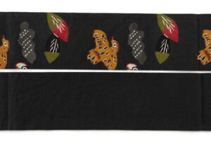 国画会会員 柚木沙弥郎作　型絵染 紬九寸名古屋帯のサブ5画像