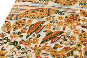 関美穂子作　型絵染 紬九寸名古屋帯地　「河原の鳥」　未仕立て品のサブ3画像