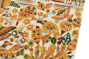 関美穂子作　型絵染 紬九寸名古屋帯地　「河原の鳥」　未仕立て品のサブ2画像