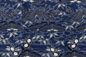 浦野理一作　型絵染 縦節紬 着物のサブ5画像