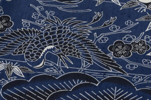 浦野理一作　型絵染 縦節紬 着物のサブ6画像