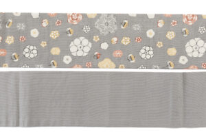 国画会会員 岡本紘子作　型絵染 紬九寸名古屋帯　「花二月」のサブ5画像