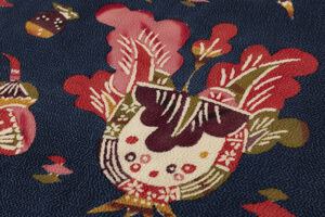 国画会会員 柚木沙弥郎作　型絵染 縮緬九寸名古屋帯地　未仕立て品のサブ4画像