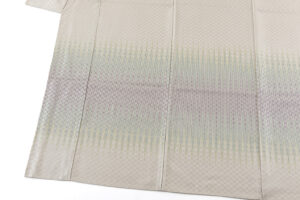 国画会会員 根津美和子作　紬訪問着地　「春あした」　未仕立て品のサブ2画像