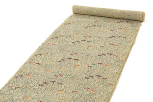 人間国宝 鎌倉芳太郎作　型絵染 九寸名古屋帯地　「瑞雲飛燕文」　未仕立て品のサブ1画像