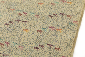 人間国宝 鎌倉芳太郎作　型絵染 九寸名古屋帯地　「瑞雲飛燕文」　未仕立て品のサブ2画像