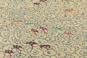 人間国宝 鎌倉芳太郎作　型絵染 九寸名古屋帯地　「瑞雲飛燕文」　未仕立て品のサブ3画像