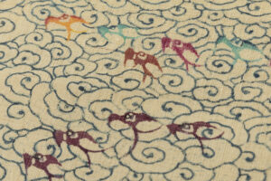 人間国宝 鎌倉芳太郎作　型絵染 九寸名古屋帯地　「瑞雲飛燕文」　未仕立て品のサブ4画像