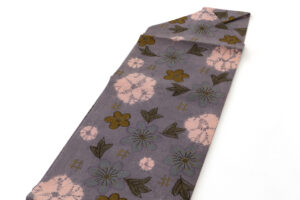 山本由季作　型絵染 縮緬九寸名古屋帯のサブ1画像