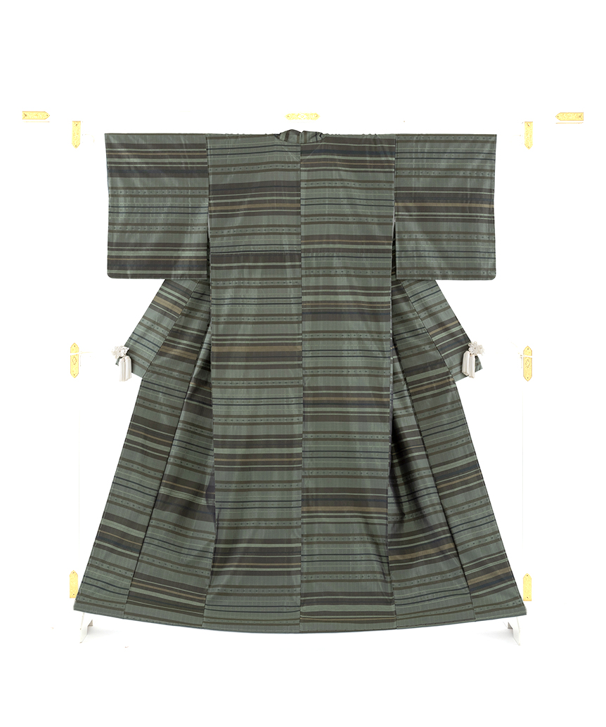 Lineお友達先行公開中：宮城麻里江作　南風原花織紬 訪問着　「olive」のメイン画像