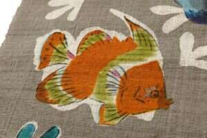 駒井和子作　型絵染 紬九寸名古屋帯地　未仕立て品のサブ2画像