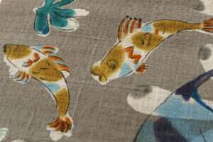 駒井和子作　型絵染 紬九寸名古屋帯地　未仕立て品のサブ4画像