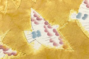 鈴木紀絵作　型絵染 紬九寸名古屋帯地　未仕立て品のサブ2画像