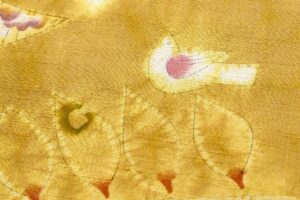鈴木紀絵作　型絵染 紬九寸名古屋帯地　未仕立て品のサブ4画像