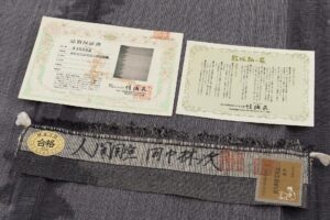 田中林次作　本場結城紬 縮織 単衣 着物のサブ8画像