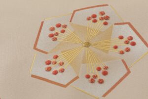 人間国宝 福田喜重作　刺繍 塩瀬九寸名古屋帯のサブ4画像